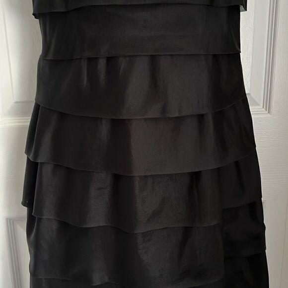 EVAN PICONE 100% SILK‎ BLACK TIERED COCKTAIL DRESS SIZE 4 (fits more 4-6) - Picture 4 of 15